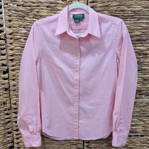 Lauren Ralph Lauren Pastel Pink Cotton Oxford Button Down Shirt Size M